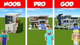Minecraft NOOB vs PRO vs GOD: MODERN HOUSE BUILD CHALLENGE in Minecraft / Animation