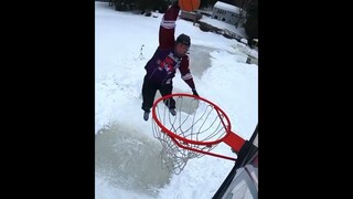 man nails a slam dunk on ice skates Deitz nuts #meme #ballin #shorts