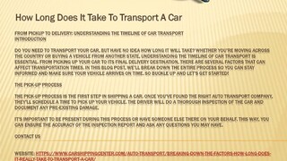 How Long Does It Take To Transport A Car