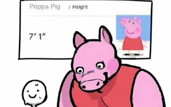 Teletubbies are 3.1 meters tall and Peppa Pig is 1.7 meters tall.