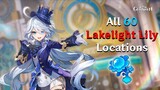 All 60 Lakelight lily Location !! Furina ascension materials !! Genshin Impact