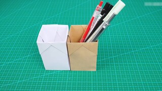 Tempat pena gaya origami sederhana, terlihat bagus di atas meja!