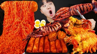 ASMR MUKBANG 직접 만든 대왕 가래떡 떡볶이 불닭볶음면 해물찜 먹방 & 레시피 FIRE NOODLES AND Tteokbokki EATING SOUND!