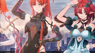 Surrounded by Mingchao's red hair