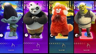 Trolls 3 🆚 Kung-Fu Panda 4 🆚 Turning Red 🆚 Shrek,  Tiles Hop DANCE Battle! 🎮🕺