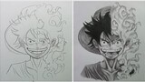 CARA MENGGAMBAR ANIME ONE PIECE [MONKEY D.LUFFY] I HAVE TWO SIDE NORMAL AND GEAR 5