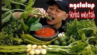 MUKBANG LALAPAN MENTAH SAMBAL TERASI MENTAH  TANPA NASI #healthyfood #mukbang #asmr  #makanansunda