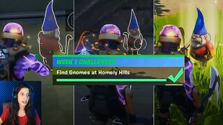 Find Gnomes at Homely Hills All Locations (3) | Fortnite Season 3 Week 1 Challenge