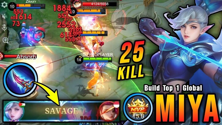 Miya SAVAGE!! Insane One Hit Damage Build (MUST TRY) - Build Top 1 Global Miya ~ MLBB