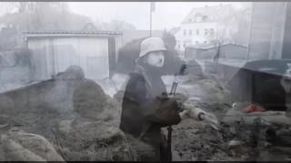 German with a Jackhammer, but he got sent to defend the beach against the invading Allied Forces