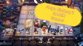 Freya Bintang 3 SABER gunner combo sinergi terbaru terkuat magic Chess Mobile Legends bang bang