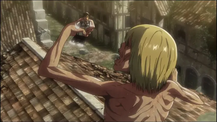 Armin (Titan) eats Bertholdt - Attack on Titan S3 Episode 18
