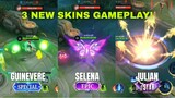 3 NEW SKINS GAMEPLAY! SELENA EPIC, GUINEVERE SPECIAL AND JULIAN STARLIGHT MLBB
