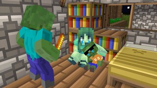 Monster School : BAD ZOMBIE FATHER & POOR BABY ZOMBIE - Sad Minecraft Animation