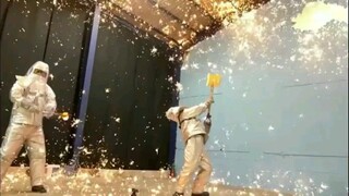 molten iron and a shovel