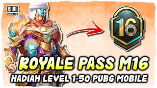 BOCORAN LENGKAP ROYALE PASS M16 PUBG MOBILE | Hadiah RP M16 Level 1 - 50 PUBGM