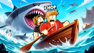 ROBLOX CHOP AND FROSTY ESCAPE SHARKS ON SINKING BOATS