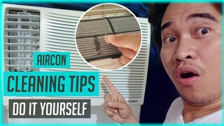 D.I.Y. / WINDOW TYPE AIRCON FILTER CLEANING TUTORIAL | #bebekenvlog