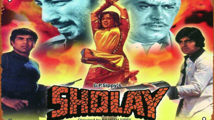 "Sholay" with Original Ending - 1975). Sanjeev Kumar, Dharmendra, Hema Malini, Amitabh Bachchan.