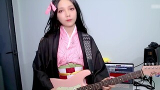 Nezuko memainkan Kimetsu no Yaiba OP dengan gitar, dan memberikannya kepada regu hantu petarung