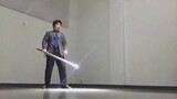 Japanese White-Collar Uncle Dual Wielding Katana And Broadsword