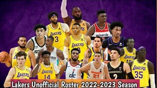 Los Angeles Lakers Unofficial Updated Roster  2022-2023