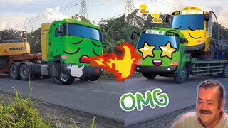 Alamak ‼️ Truk Oleng Truk Trailer dan Bis Berubah Menjadi Teman si TAYO saat Melewati Jalan Hutan