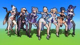 [Minecraft] 1211 khung hình, nhìn nhóm nữ Genshin Impact nhảy MC mà muốn chọn từng người một!
