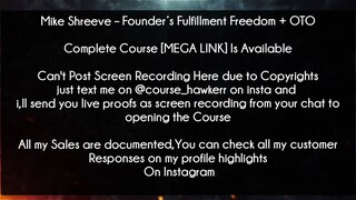 Mike Shreeve Course Founder’s Fulfillment Freedom + OTO Download