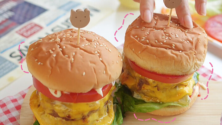 [Food][DIY]Burger making Tutorial: Double cheese beef burger