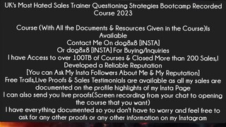 UK's Most Hated Sales Trainer Questioning Strategies Bootcamp Recorded Course 2023 Course Download