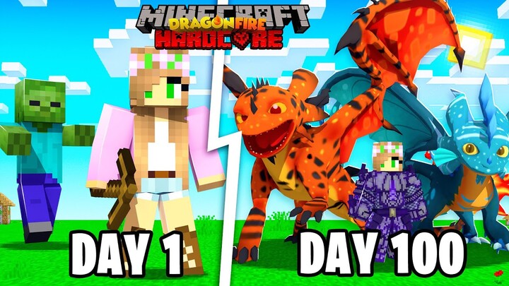 I Spent 100 DAYS in Minecraft DRAGON FIRE ... Here's What Happened