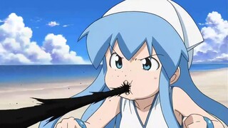 The squid girl has spit out all her ink, but she can't stop the opponent's attack.