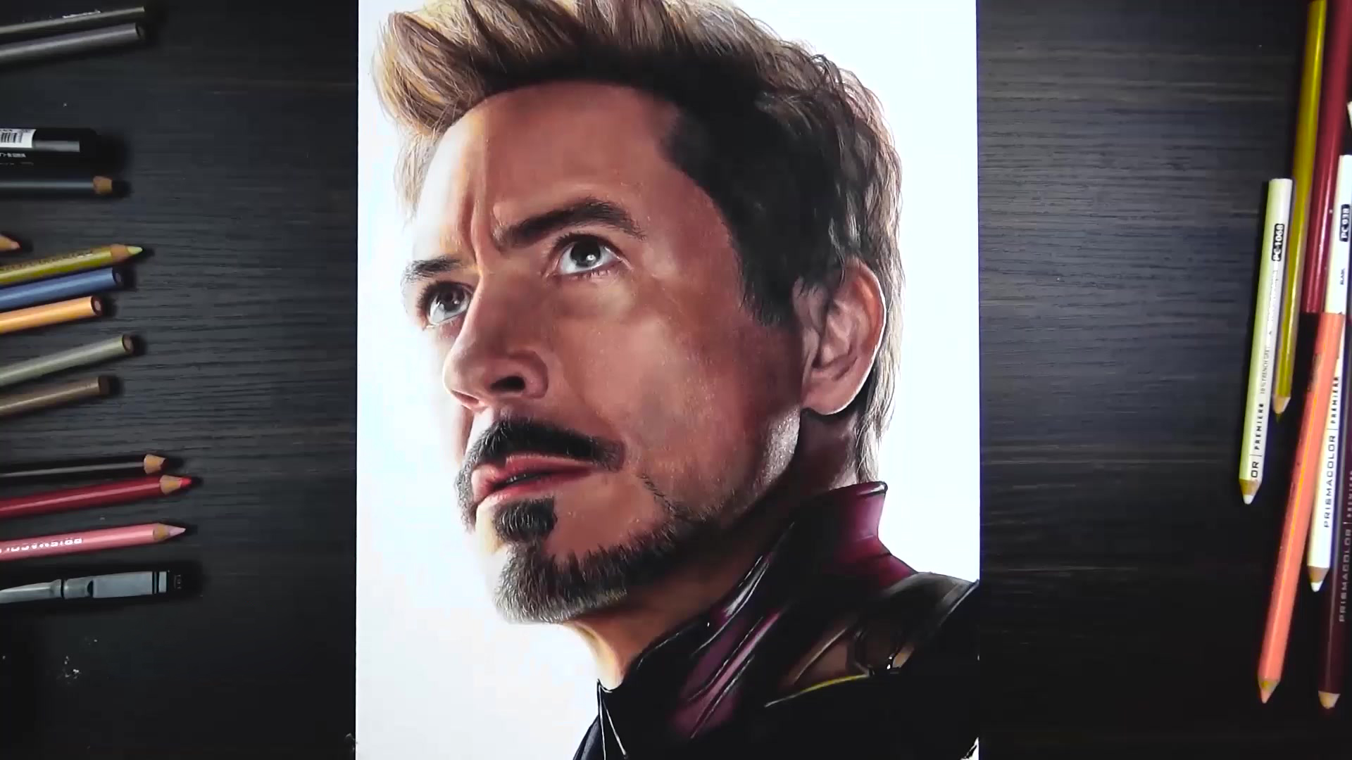 Drawing Print of Robert Downey Jr as Tony Stark in Iron Man 3