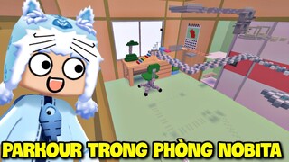 PARKOUR TRONG PHÒNG NOBITA MEOWPEO THỬ THÁCH PHÁ ĐẢO MAP PARKOUR DORAEMON TRONG MINI WORLD