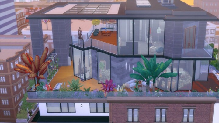 The Sims 4】Penthouse 30×20 NOCC Female Painter's City Life