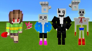 Chara vs. Papyrus, Gaster, Sans in Minecraft | Undertale Civil War | Epic Battle