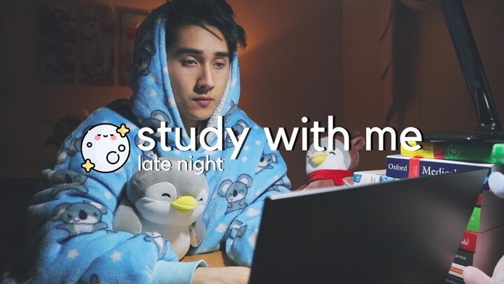 4 HOUR late night STUDY WITH ME 🐨 (Calm Piano Music) | 50/10 Real Time Pomodoro (No mid-roll ads)