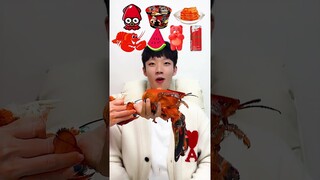 Random Red food MUKBANG🦞🍉 #shorts