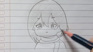 tutorial menggambar mikasa chibi