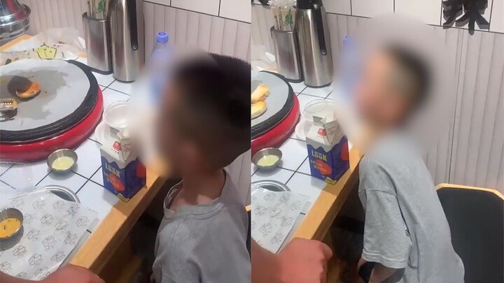 A 6-year-old child came to eat barbecue alone. Halfway through the meal, the clerk noticed something
