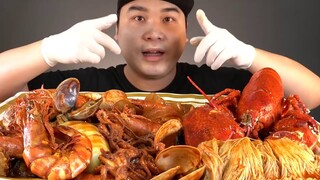 Thánh ăn hàn quốc mukbang ăn tôm hùm, các loại hải sản cay social eating Mukbang(Eating Show)