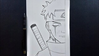 Anime sketch | how to draw Shisui Uchiha half face easy step-by-step