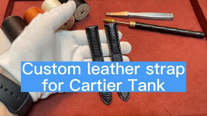 Custom Lizard leather strap for Cartier Tank (Double folded buckle type) | Drwatchstrap