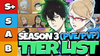 SEASON 3 PVE & PVP GLOBAL TIER LIST! BEST UNITS F2P SHOULD PRIORITIZE & USE! - Black Clover Mobile