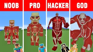 Minecraft: NOOB vs PRO vs HACKER vs GOD: COLOSSAL TITAN Statue Build Challenge in Minecraft