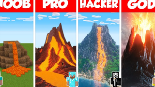 Minecraft TNT VOLCANO HOUSE BUILD CHALLENGE - NOOB vs PRO vs HACKER vs GOD / อนิเมชั่น