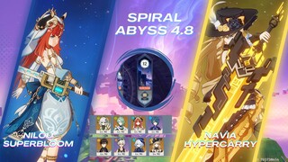 Spiral Abyss 4.8 Nilou Superbloom & Navia Hypercarry | Genshin Impact