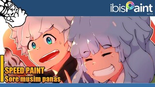 [ IBIS PAINT X ] SPEED PAINT MENGGAMBAR KARAKTER ANIME BUCIN MAKAN MIXUE DI SORE MUSIM PANAS