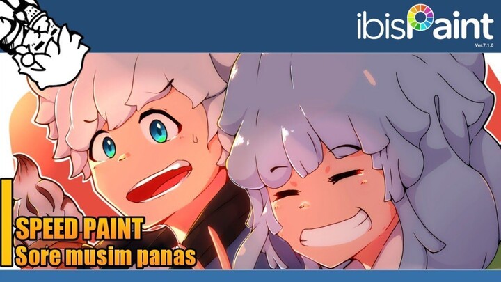 [ IBIS PAINT X ] SPEED PAINT MENGGAMBAR KARAKTER ANIME BUCIN MAKAN MIXUE DI SORE MUSIM PANAS